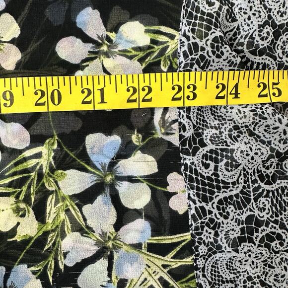 J Jill Blouse Womens Large Blue Floral Chiffon Breathable Sheer Cottage Navy Top - Picture 14 of 15